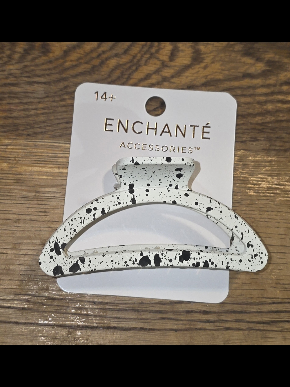 Enchanté Speckled White & Black Hair Claw Clip BNIB